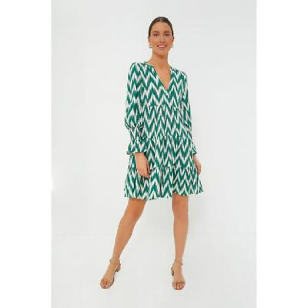 Tuckernuck Pomander Place Green Ikat Kenzo Dress Size XS Preppy Boho Beachy EUC
